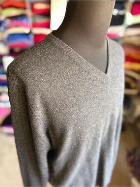 TSE Men's V-Neck Sweater in Charcoal Gray